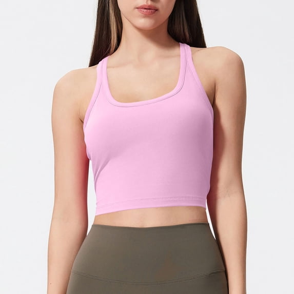ALLLIST Pink Sports Bras for Women Racerback High Impact Crop-Top Soft Plain Ladie's Sports Bras Size 2-12