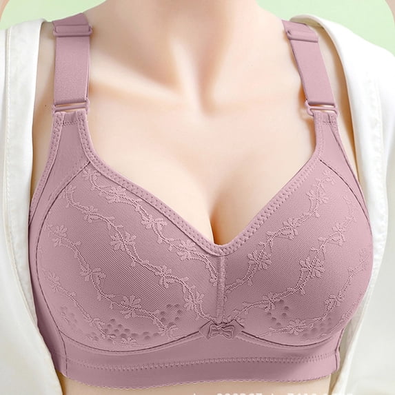 ALLLIST Pink Women's Bras Embroidery Wirefree Bralette Soft T Shirt Womens Lingerie Size S-3XL
