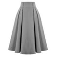 thumbnail image 1 of ALLLIST Pleated Women Skirts Long Gray Button Solid Loose A-Line Ladies Skirts, 1 of 7