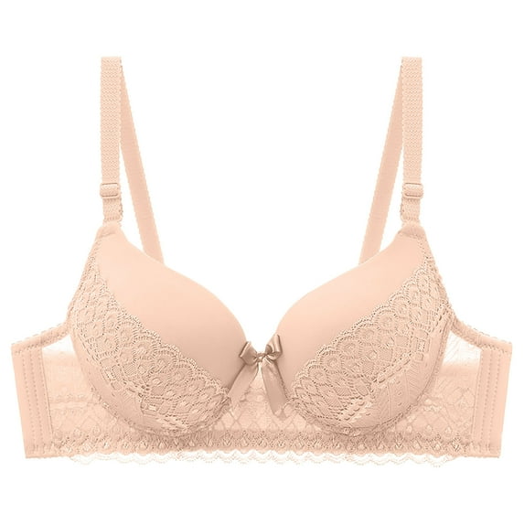 ALLLIST Plus Size Bras for Women No Underwire Lace Bralette Plian Beige Push up Balconette for Women Size 36