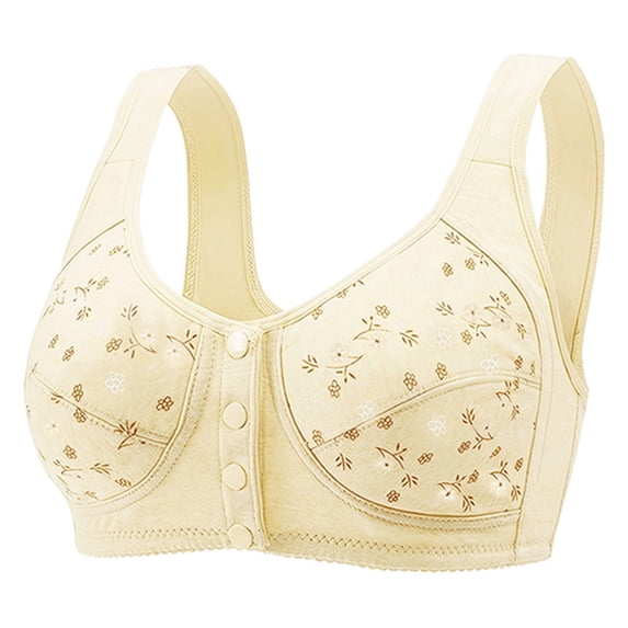 ALLLIST Plus Size Lingerie for Women Front Closure No Underwire Bralette Beige Full Coverage Floral Full-Figure Ladie Bras Size 4XL