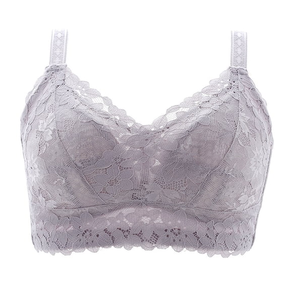 ALLLIST Plus Size Lingerie for Women Lace No Underwire Bralette Plian Gray Lift Full-Figure Bras for Women Size 2XL
