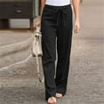 thumbnail image 1 of ALLLIST Plus Size Pants for Women Elastic Waist Knit Pants Black Solid Lounge Pants Pants Ladies, 1 of 4