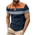 thumbnail image 1 of ALLLIST Plus Size Summer Tops Short Sleeve Orange Collared Striped Polo T-Shirts Button Casual Mens Dress Shirts, 1 of 7