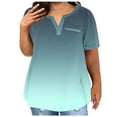 thumbnail image 1 of ALLLIST Plus Size Tops for Women Short Sleeve Notch Neck T-Shirts Green Gradient Trendy Shirts Women's Clothing, 1 of 5