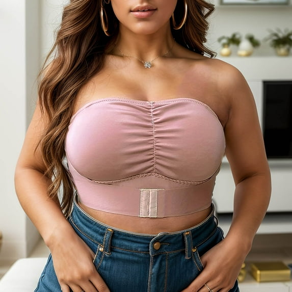 ALLLIST Plus Size Underwear for Women No Underwire Strapless Bras Solid Gold Lift Women's Lingerie Size 4XL