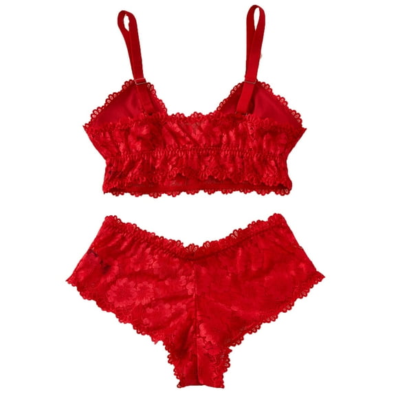 ALLLIST Plus Size Women Bras Lace Pack No Wire Lingerie Sets Solid Comfy Red Ladie's Bras Xl-4xl