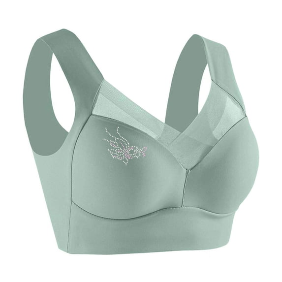 ALLLIST Plus Size Women's Bras Wirefree Push up Seamless Lace Underwear Comfy Green Plain Ladie's Bras L-5xl