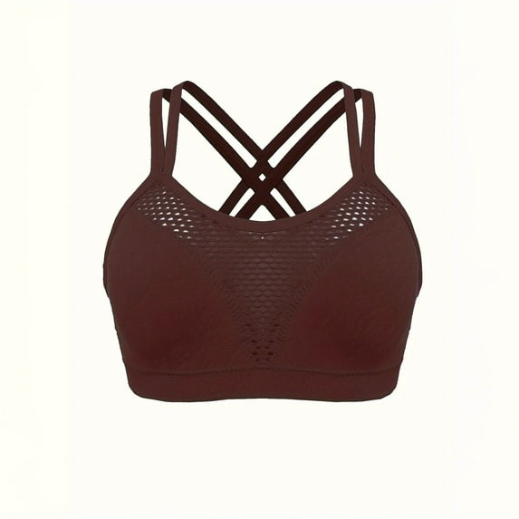 ALLLIST Plus Size Women's Sports Bras Workout High Impact Bralette Brown Soft Solid T-Shirt Ladie's Bras Size S