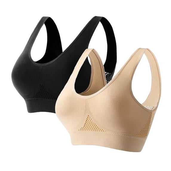ALLLIST Plus Size Womens Sports Bras High Impact Padded Pack 2 Bralette Solid Comfy Ladies Underwear