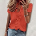 thumbnail image 1 of ALLLIST Plus Size Womens Tops V-Neck Short Sleeve Blouses Holiday Ruffle Orange Solid Shirts Clothing for Women, 1 of 6