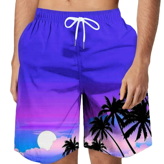 ALLLIST Purple Shorts Men Short Graphic Straight-Leg Mid Elastic Quick Dry with Pockets Pull On Drawstring Clearance