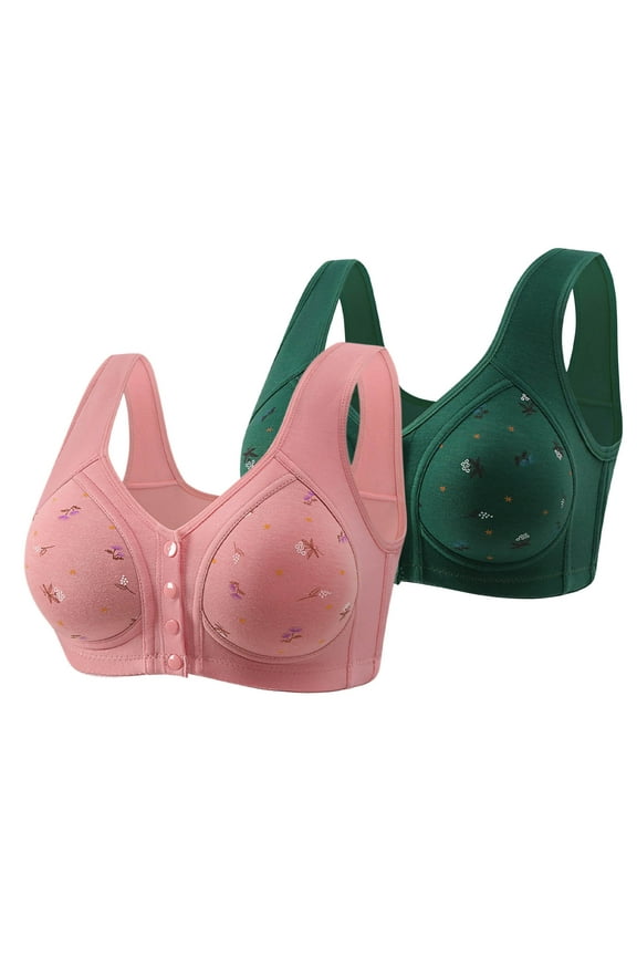 Push up Bras for Women 2 Pack Seamless Bralette Cozy Floral T-Shirt Bras for Women Size 50
