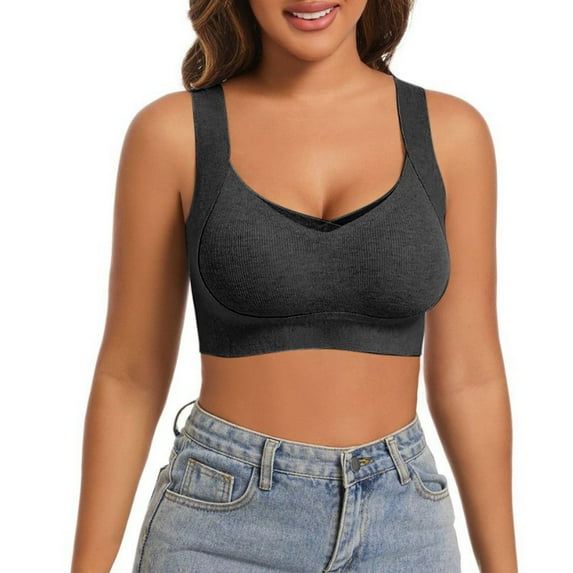 ALLLIST Push up Womens Underwear Cotton Seamless Bras Comfort Solid Black T-Shirt Women's Lingerie Size 2XL