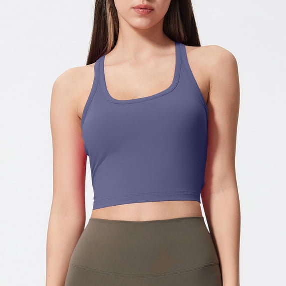 ALLLIST Racerback Womens Sports Bras High Impact Purple Crop-Top Wireless Plain Sports Bras for Ladies Size 2-12