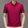 thumbnail image 1 of ALLLIST Red Dressy Tops for Men Collared Short Sleeve Solid T-Shirts Breathable Button Cooling Pullover Classic Tee for Men, 1 of 6