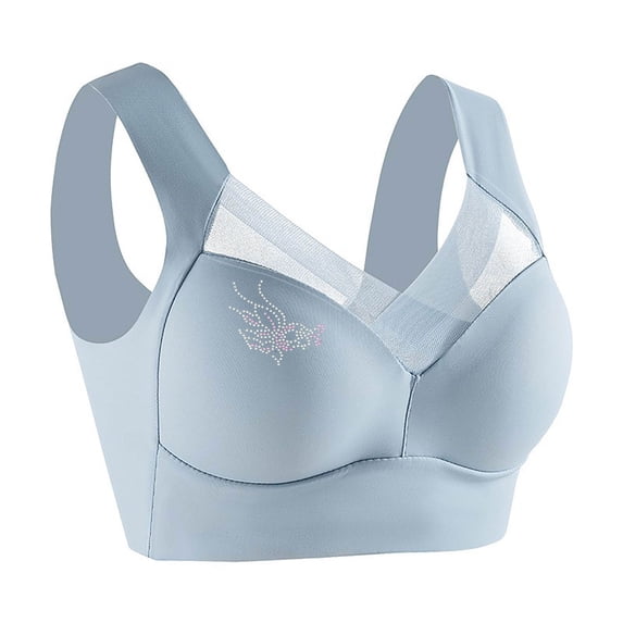 ALLLIST Plus Size Women Bras Lace Push up Wirefree Seamless Underwear Blue Plain Comfy Bras for Ladies L-5xl