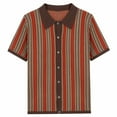 thumbnail image 1 of ALLLIST Shirts for Men Collared Short Sleeve Button Down Shirts Red Knited Striped Clothes for Men, 1 of 8