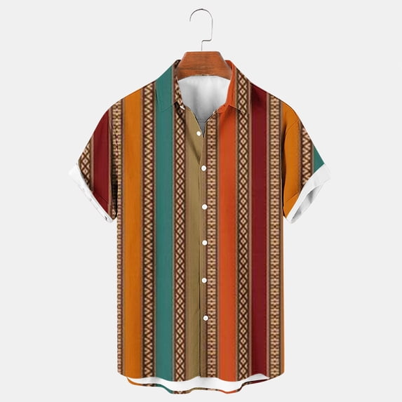 ALLLIST Shirts for Men Short Sleeve Collared Hawaiian Button Down Shirts Casual Orange Clothing for Men