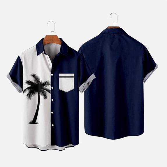 ALLLIST Shirts for Men with Pockets Big And Tall Short Sleeve Hawaiian Button Down Shirts White Casual Collared Men's Clothing
