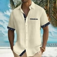 thumbnail image 1 of ALLLIST Shirts for Men with Pockets Short Sleeve Collared Button Down Shirts Casual Yellow Color Block Clothes for Men, 1 of 9