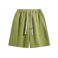 thumbnail image 1 of ALLLIST Short Mens Shorts Mid Green Solid Straight-Leg Drawstring Comfy Palazzo Clearance, 1 of 2