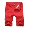 thumbnail image 1 of ALLLIST Short Mens Shorts Red Mid Solid Straight-Leg with Pockets Button Half Zip Cut-Off Outdoor Summer, 1 of 4
