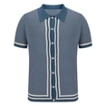 thumbnail image 1 of ALLLIST Short Sleeve Casual Man Tops Blue Collared Striped Button T-Shirts Polo Casual Mans Tees, 1 of 5