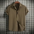 thumbnail image 1 of ALLLIST Short Sleeve Men Shirts Cotton Linen Collared Big And Tall Button Down Shirts Casual Green Plain Men's Clothes, 1 of 3