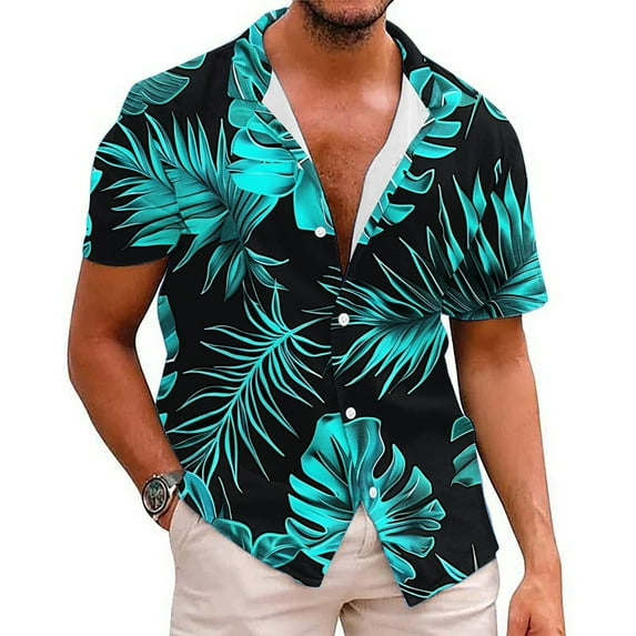 ALLLIST Short Sleeve Men's Shirts Big And Tall Hawaiian Collared Button Down Shirts Casual Clothing for Men