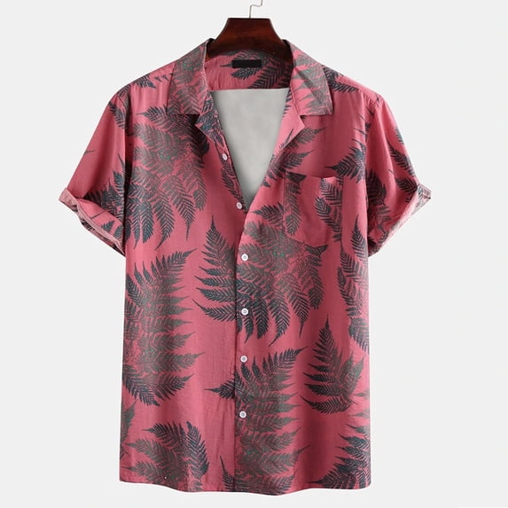 ALLLIST Short Sleeve Men's Shirts Casual Big And Tall Collared Button Down Shirts Graphic Pink Clothes for Men