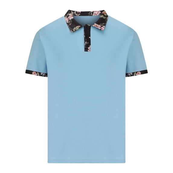 ALLLIST Short Sleeve Spring Tops for Men 2024 Collared Blue Solid Pullover T-Shirts Casual Loose Button Mens Dress Shirts