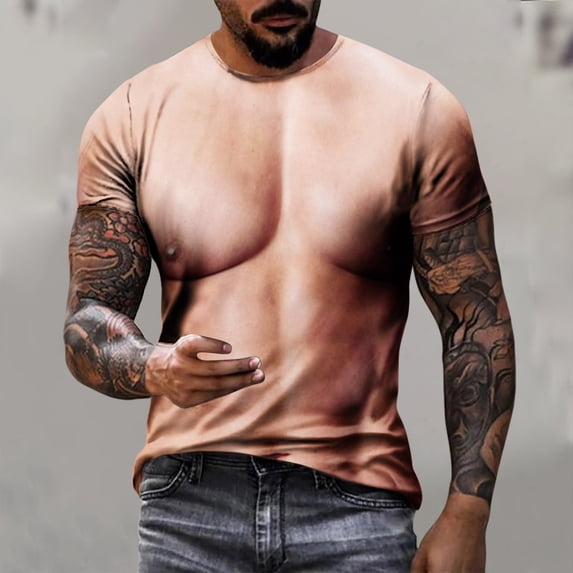 ALLLIST Short Sleeve Summer Tops for Men Crew Neck Yellow Muscle Printed Gift Graphic Loose T-Shirts Men's T-Shirts