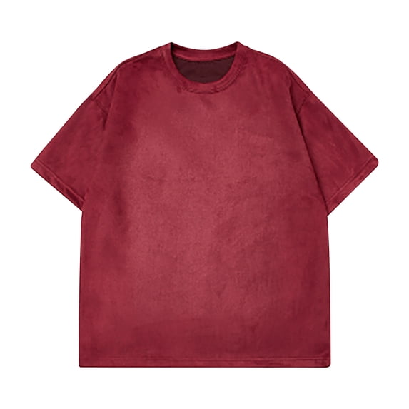 ALLLIST Short Sleeve Tops for Man Crew Neck Red Solid Loose T-Shirts Casual Basic Men's Polo Shirts