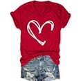 thumbnail image 1 of ALLLIST Short Sleeve Women's Tops V Neck Plus Size Going Out Tee Shirts Trendy Red Love Heart Pullover Tops for Ladies, 1 of 2