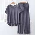thumbnail image 1 of ALLLIST Short Sleeve Womens Pajamas Modal Notch Neck Tops And Pants Sets Solid 2 Piece Gray Soft Ladie's Loungewear, 1 of 3