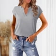 thumbnail image 1 of ALLLIST Short Sleeve Womens Tops Summer V Neck T-Shirts Trendy Plain Gray Shirts Ladies Tops, 1 of 6