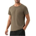 thumbnail image 1 of ALLLIST Short Sleeve Workout Tops for Men Yellow Crew Neck Solid T-Shirts Pullover Casual Loose Golf Shirts for Men, 1 of 6