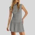 thumbnail image 1 of ALLLIST Sleeveless Dresses for Ladies Ruffle Summer Sundress Solid Gray High Neck Tank Women's Clothing, 1 of 7