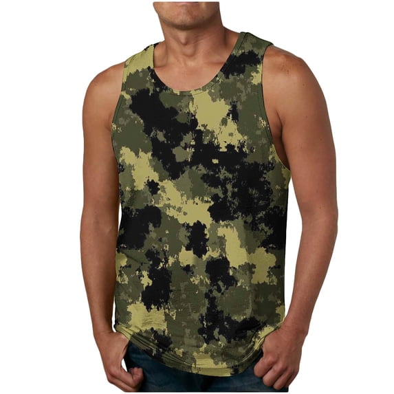 ALLLIST Sleeveless Men's Tank Tops Summer Cotton Pullover Green Camouflage Casual Underwear for Men Size S-2XL