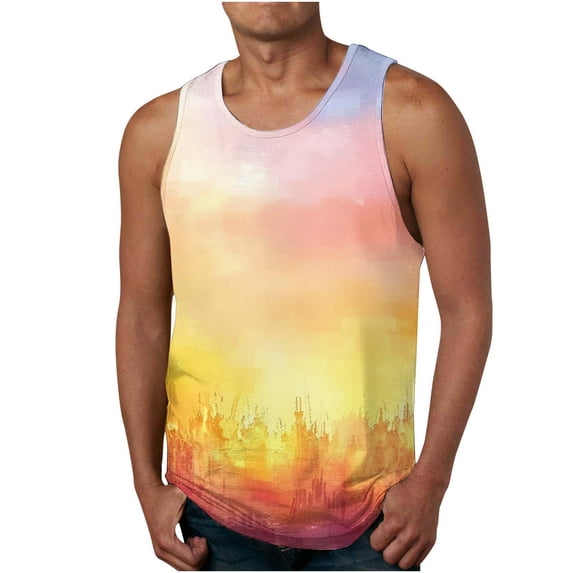ALLLIST Sleeveless Mens Tank Tops White Summer Pullover Casual Tie Dye Undershirts for Men Size S-4XL