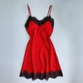 thumbnail image 1 of ALLLIST Sleeveless Short Length Nightgowns Women Satin Silk V Neck Lace Chemises Red Open Back Plain Nightwear Women Pj, 1 of 3
