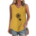 thumbnail image 1 of ALLLIST Sleeveless Spring Tops for Women 2024 Trendy Floral V-Neck Yellow Casual Cotton and Linen T-Shirts Printed Womens Shirts Plus Size, 1 of 4