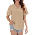 thumbnail image 1 of ALLLIST Solid Trendy Tops for Women 2024 Elbow-Length Yellow V-Neck T-Shirts Tshirt Dress Women, 1 of 5