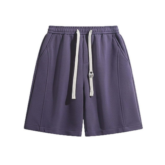 ALLLIST Solid Walk Short for Man Straight-Leg Purple Short Mid Drawstring Comfy Palazzo Clearance
