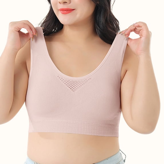 ALLLIST Sports Bras for Women Compression Plus Size High Support Adaptive Pink Solid Comfy Ladie's Sports Bras Size 2XL-3XL