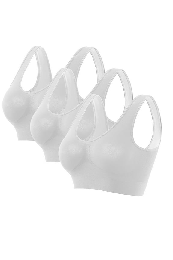 Sports Bras for Women Wirefree Pack 3 Underwear White Comfy Solid Ladies Bras S-5xl