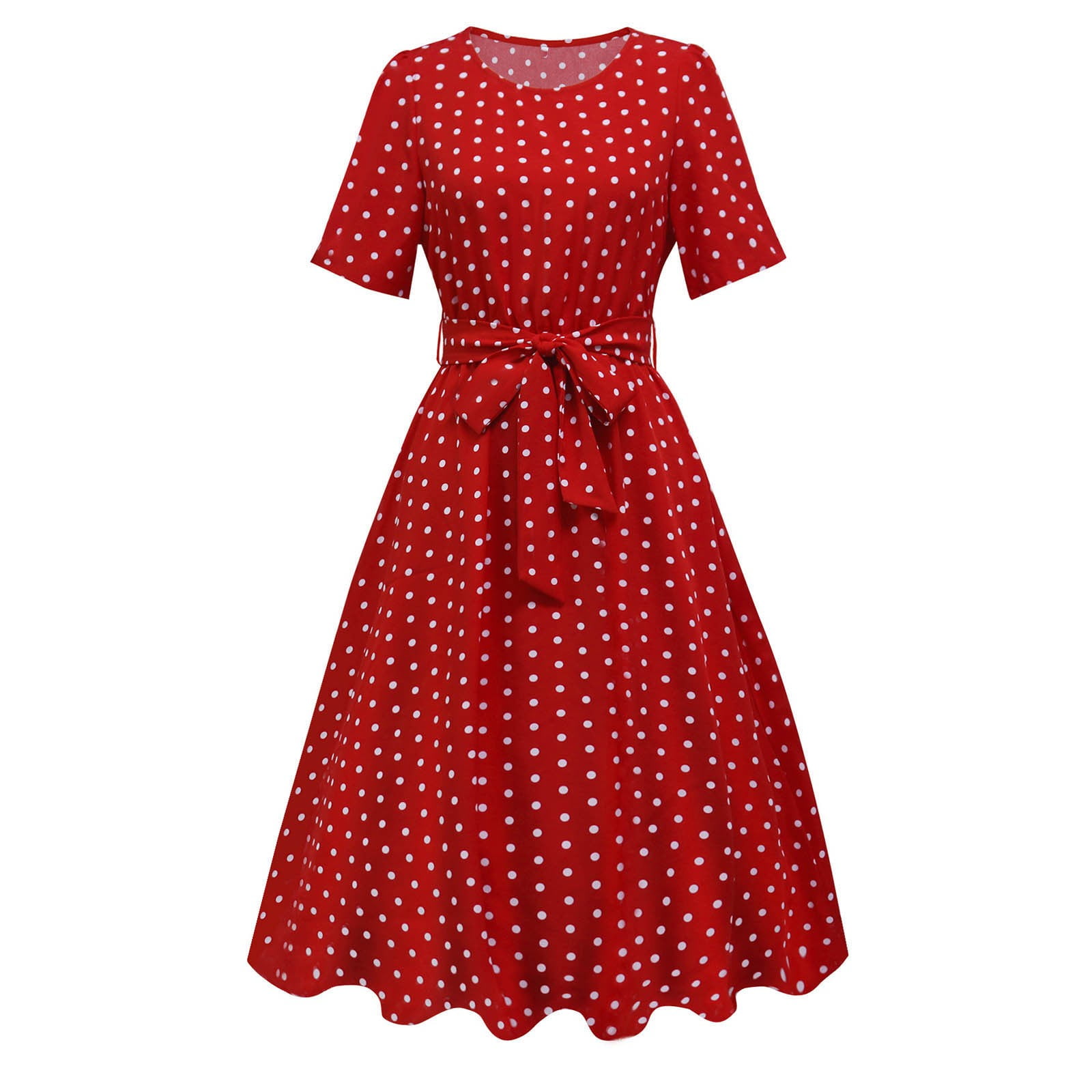 ALLLIST Spring Ladies Dresses Red Midi A-Line Polka Dot Casual Cocktail  Womens Clothing Size S-2XL - Walmart Business Supplies