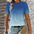 thumbnail image 1 of ALLLIST Spring Tops Blue Gradient Short Sleeve Crew Neck T-Shirts Blouses XL, 1 of 5