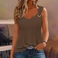 thumbnail image 1 of ALLLIST Spring Tops Brown V-Neck Sleeveless Solid Tank Tops Girls Tank Tops XL, 1 of 3